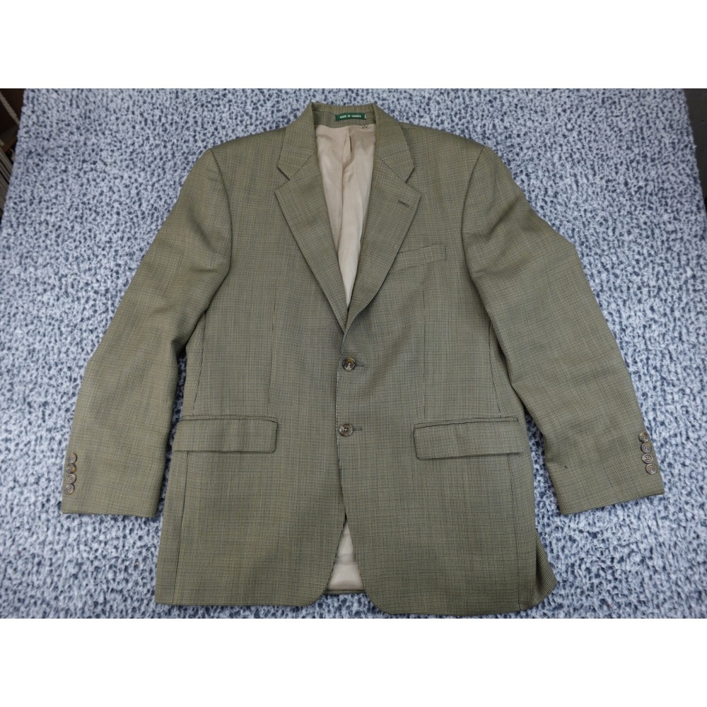 Lauren Ralph Lauren Micro Check Two Button‎ Blazer Brown Tan Green Size 44